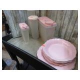 PINK PLASTIC DISHES & TUPPERWARE