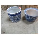 2-- POTTERY FLOWER POTS