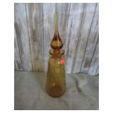 AMBER BLOWN GLASS DECANTER