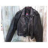 LEATHER BIKER JACKET -- XL