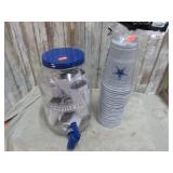 DRINK DISPENSER & PLASTIC COWBOYS CUPS