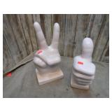 CERAMIC PEACE SIGN & THUMB