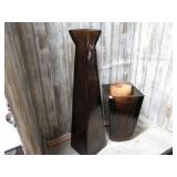 HEAVY GLASS VASE & CANDLE HOLDER
