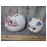 2-- PIGGY BANKS -- ONE IS CRACKED