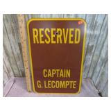 RESERVED CAPT LECOMPTE SIGN