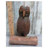 WOODCRAFT CARVED WOODEN OWL