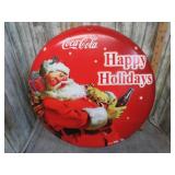 PLASTIC HOLIDAY COCA COLA BUTTON SIGN