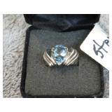 STERLING SILVER RING W/ STONE -- 7