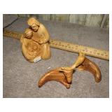 CARVED OLIVE WOOD NATIVITY FIGURES