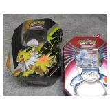 POKEMON TINS W/ POGS & EMPTY SLEEVES