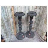 PAIR OF CAST METAL CANDLE STANDS