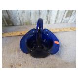 COBALT BLUE ART GLASS BASKET