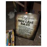 METAL MAN CAVE RULES SIGN