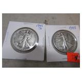 1943 & 1945D WALKING LIBERTY HALF DOLLARS, ETC