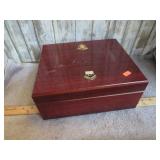 WOODEN BOX W/ MILITARY EMBLEMS