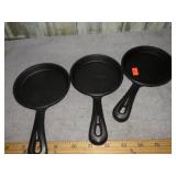 3-- SMALL CAST IRON SKILLETS