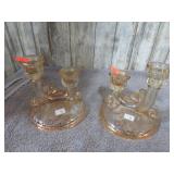 CARNIVAL GALSS CANDLE HOLDERS
