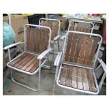 REDWOOD SLAT ALUMINUM FOLDING CHAIRS