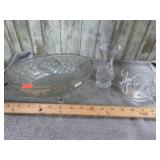 CRYSTAL FOOTED BOWL, SWAN & VASE