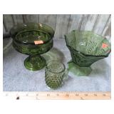 GREEN GLASS DISHES