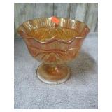 MARIGOLD CARNIVAL GLASS PEDESTAL BOWL