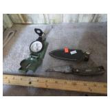 OLD TIMER SKINNING KNIFE & U.S. COMPASS