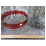 DIAMOND POINT RUBY & SMOKY DISHES