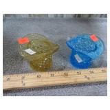 2-- FENTON ART GLASS TOP HAT TOOTHPICK HOLDERS