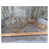 CARNIVAL GLASS BOWLS & ASHTRAY