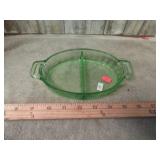 GREEN URANIUM GLASS DIVIDED DISH