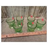 6-- GREEN URANIUM GLASS SHERBERTS