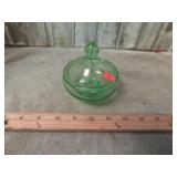 GREEN URANIUM GLASS CANDY DISH -- GLOWS