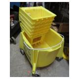 COMMERCIAL MOP BUCKET / WRINGER & WET FLOOR SIGN