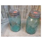 2qt BLUE / GREEN BALL MASON JARS
