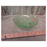 GREEN URANIUM GLASS FOOTED BOWL