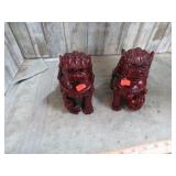 PAIR-- RESIN FOO DOG FIGURINES