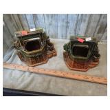 2-- McCOY WISHING WELL PLANTERS -- ONE DAMAGED