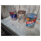FULL GULF, NISSAN & SHELL MOTOR OIL CANS