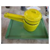 ENAMELED DOUBLE BOILER and PAN