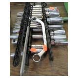 ASSORTED SOCKEETS, RAILS & OBSTRUCTION WRENCH