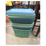 6-- Rubbermaid STORAGE TUBS & 8 LIDS