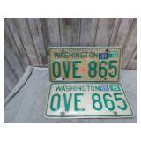 PAIR-- WASHINGTON LICENSE PLATES