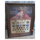 HISTORY OF THE WEST FRAMED COINS  & STAMP SET