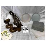 Misc Brass Items, metal box, 2 plates, painted light switch
