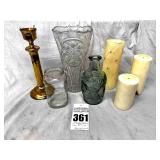 Pillar Candles, Vases, Brass Candlestick holder,