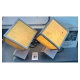2 matching Wooden Cube Lamps