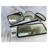 Mirrors, different sizes & a convex mirror,