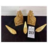 3 Bird Paper Weights, (Brass),  Golden Book Ends