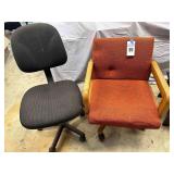 Orange Armchair on Castors & Rolling Office chair adjustable