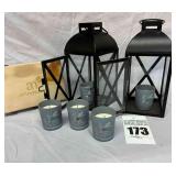2 Lanterns & Box of Bath & Body Works Scented Candles